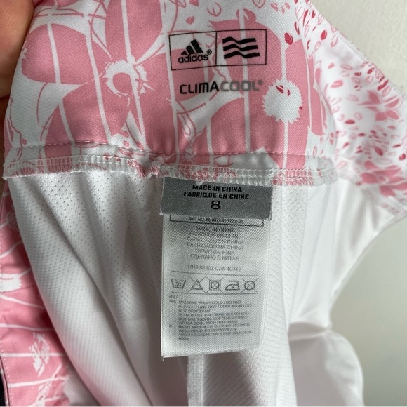 Adidas ClimaCool Floral Print Tennis Golf Athletic Skirt Skort Pink White Size 8 - Picture 3 of 5
